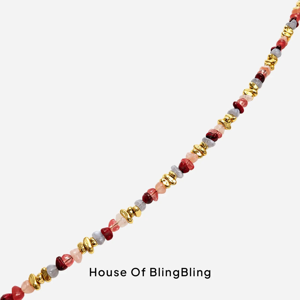 Libya Long Liviya Bordeaux Rose Chain 120 cm
