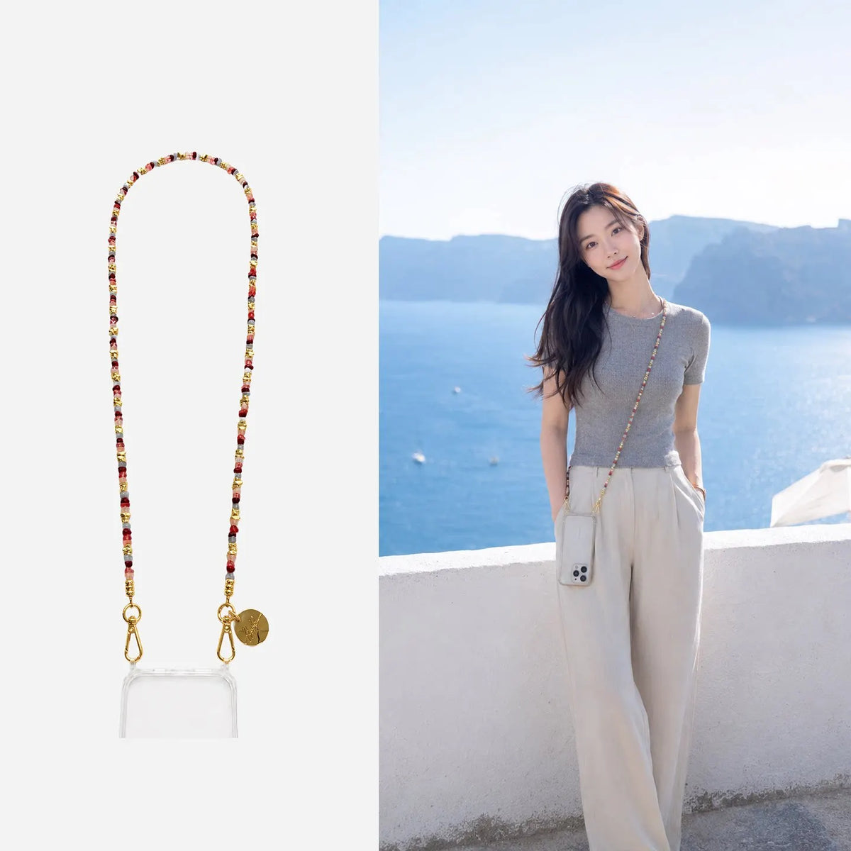 Libya Long Liviya Bordeaux Rose Chain 120 cm