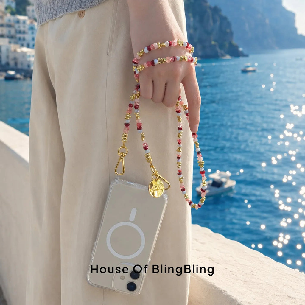 Libya Long Liviya Bordeaux Rose Chain 120 cm