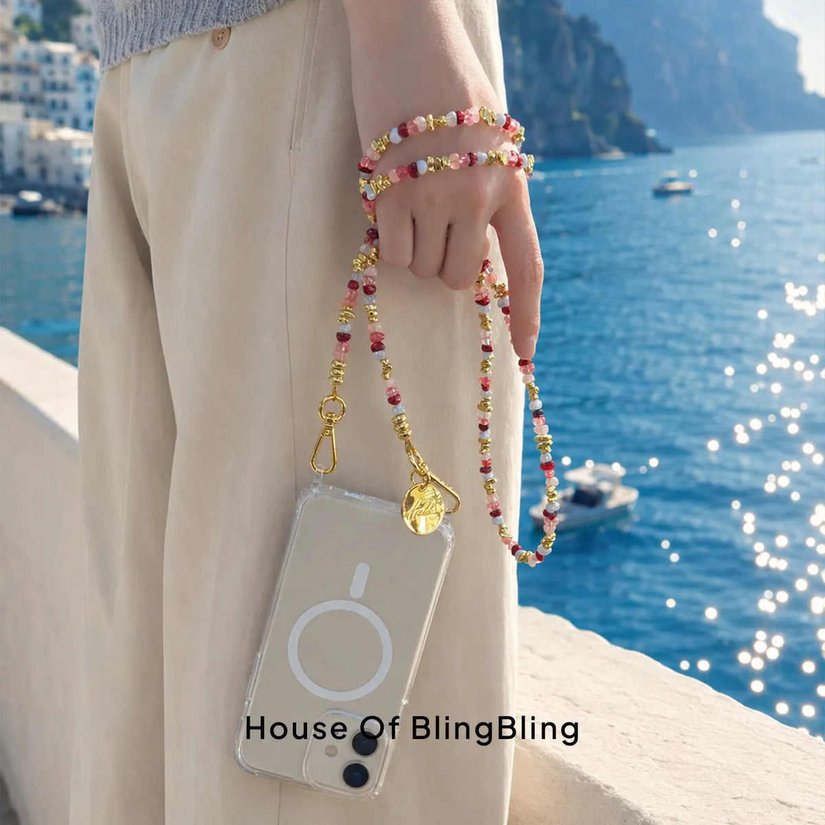 Libya Long Liviya Bordeaux Rose Chain 120 cm